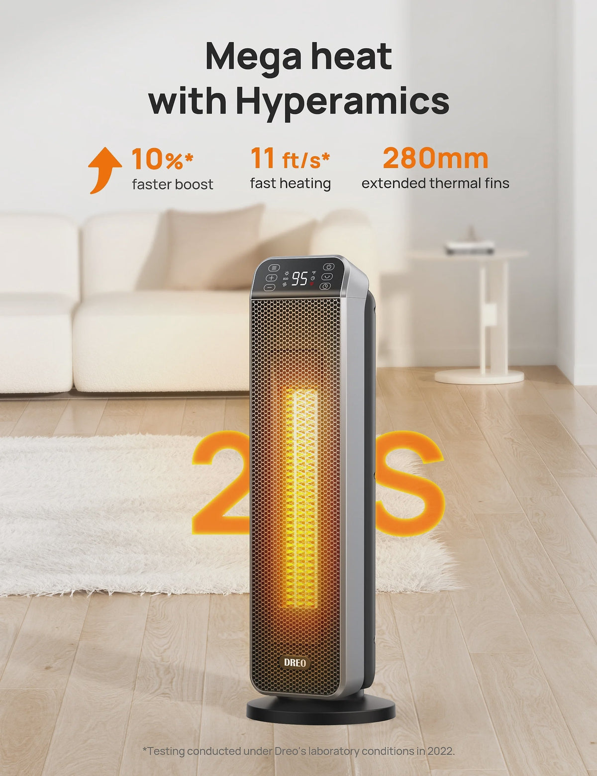 Dreo Space Heater for Inside, Electric Heater for Home with Remote, 24 in 11ft/s Fast Quiet Heating, 3 Modes, Safe Energy Efficient Heaters for...