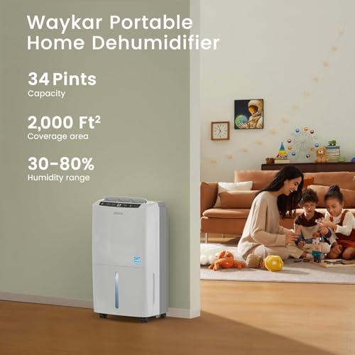 Waykar 2,000 Sq. Ft. Dehumidifier – 34 Pint