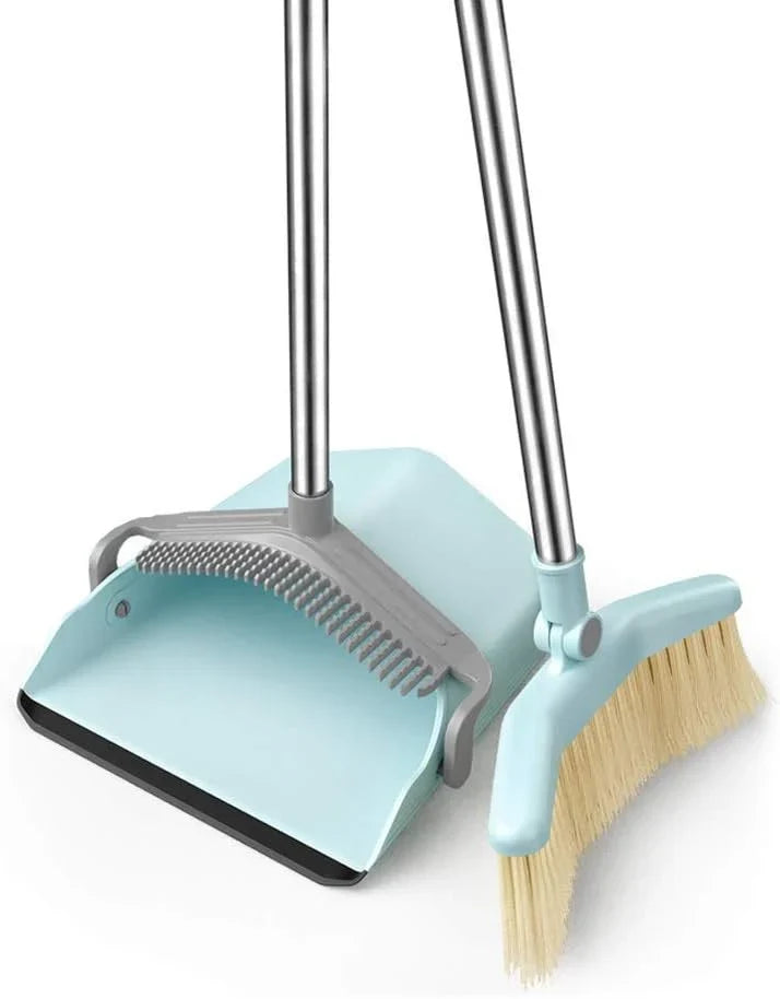 Long Handle Broom and Dustpan Set, Home, Kitchen, Room, Office, Upright Dust Pan Combo for The Lobby Floor