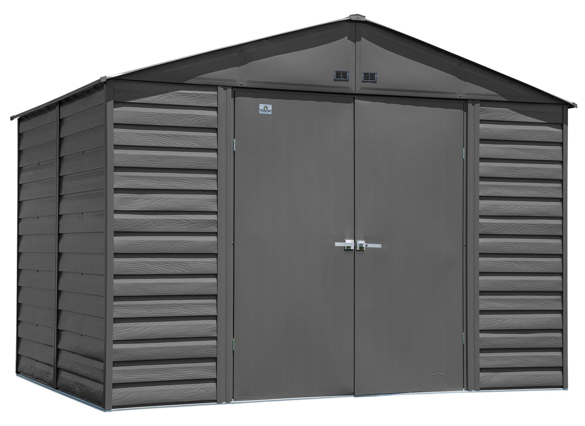Arrow Select Galvanized Steel Storage Shed, Charcoal, 10-ft x 8-ft