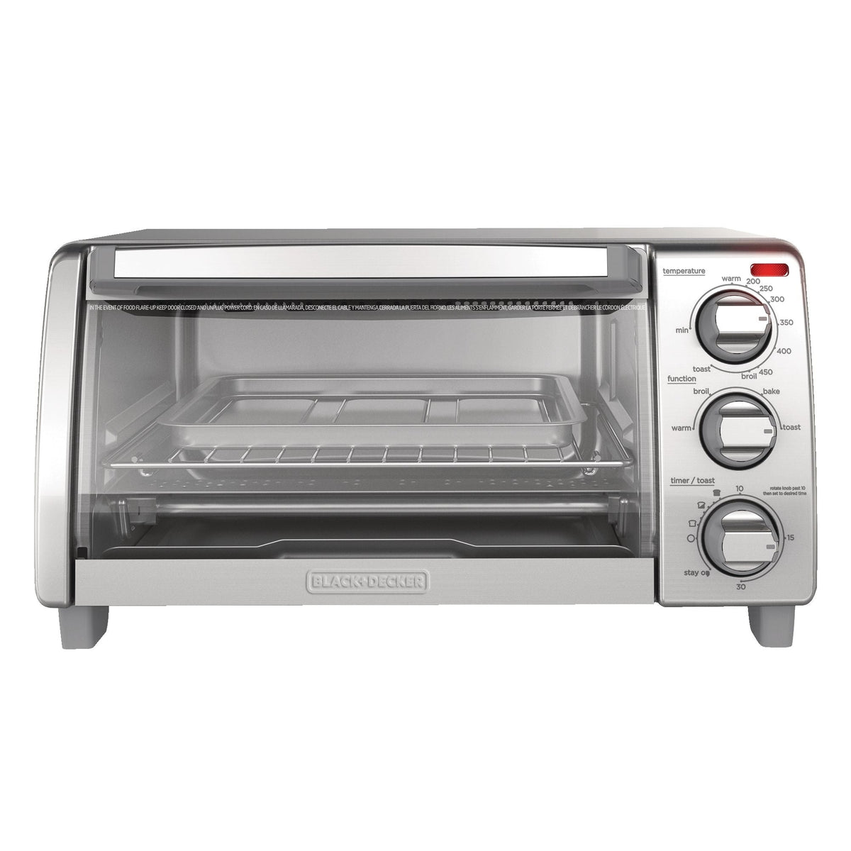 Black & Decker Toaster Oven with Natural Convection, Stainless Steel, 4-Slice