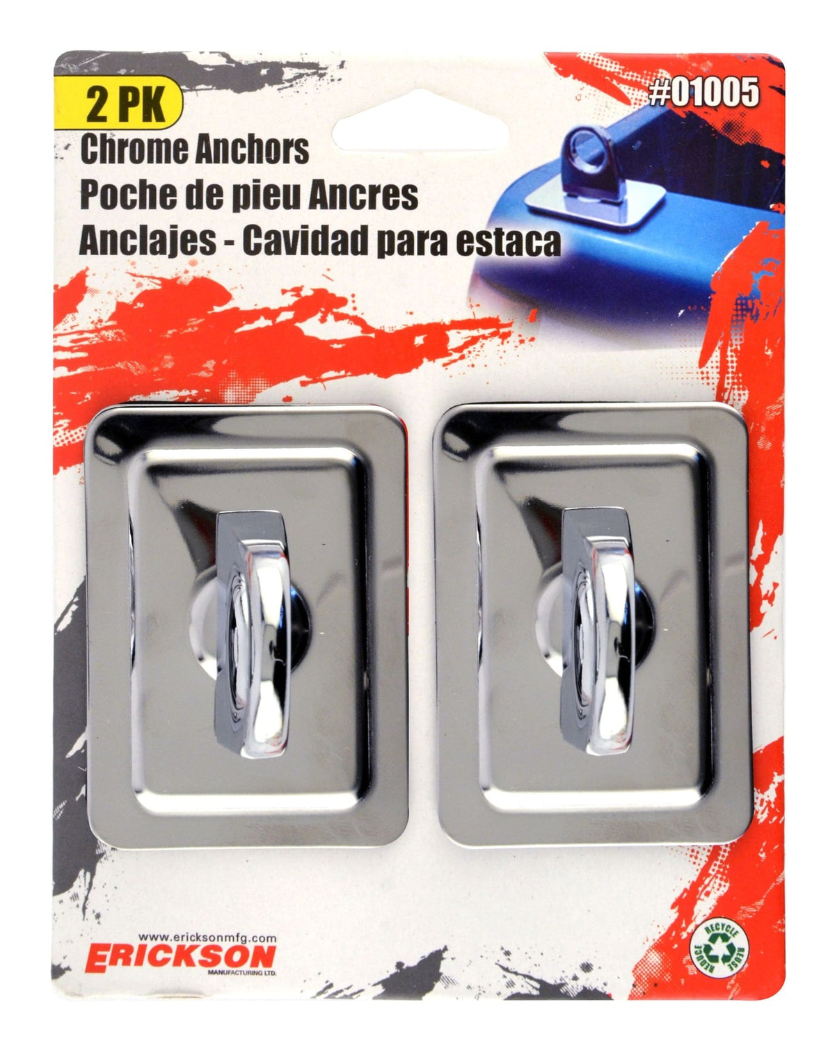Erickson Chrome Stake Pocket Anchors, 2-pk