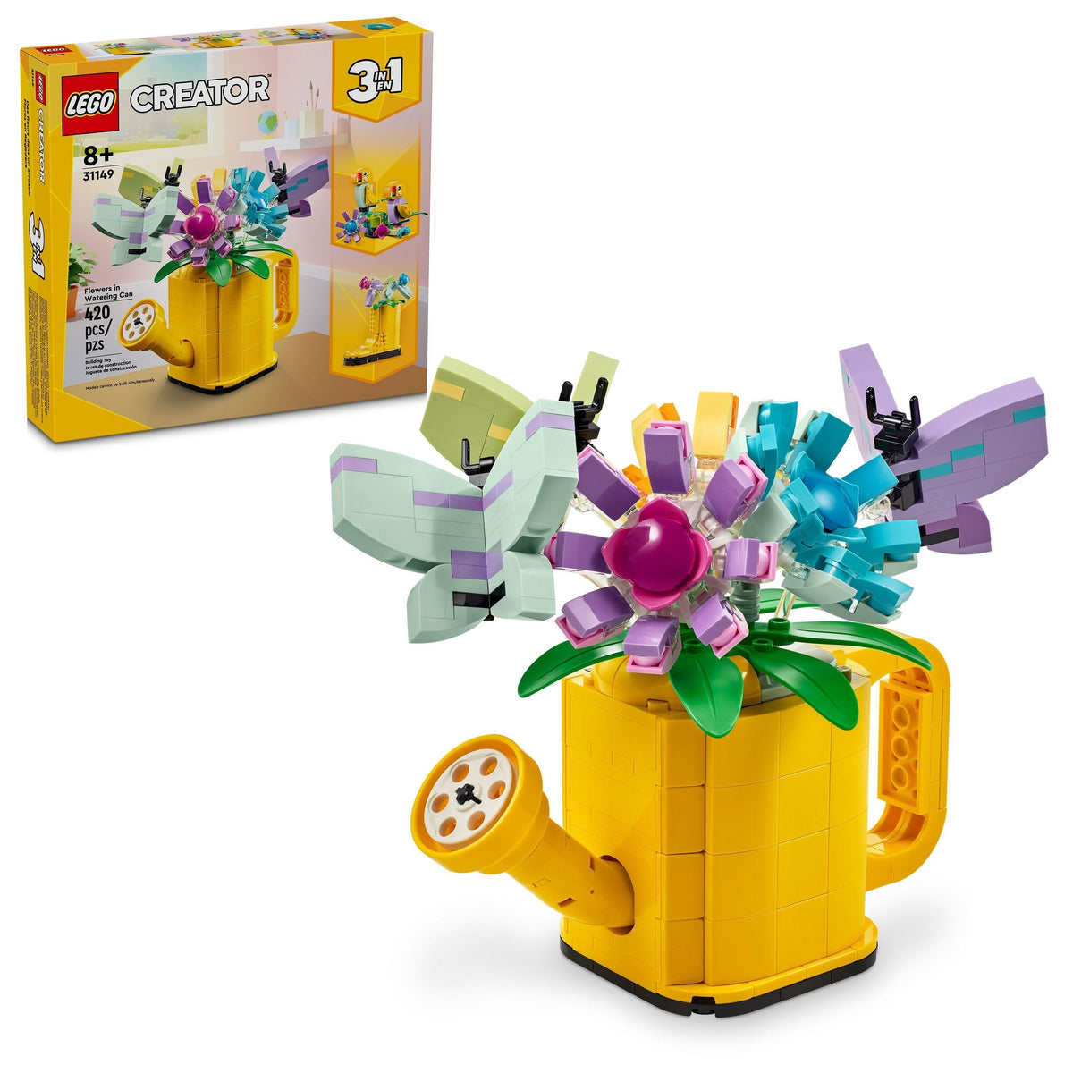 LEGO Creator 3-in-1 Flowers in Watering Can - 31149, 420-pcs, Ages 8+