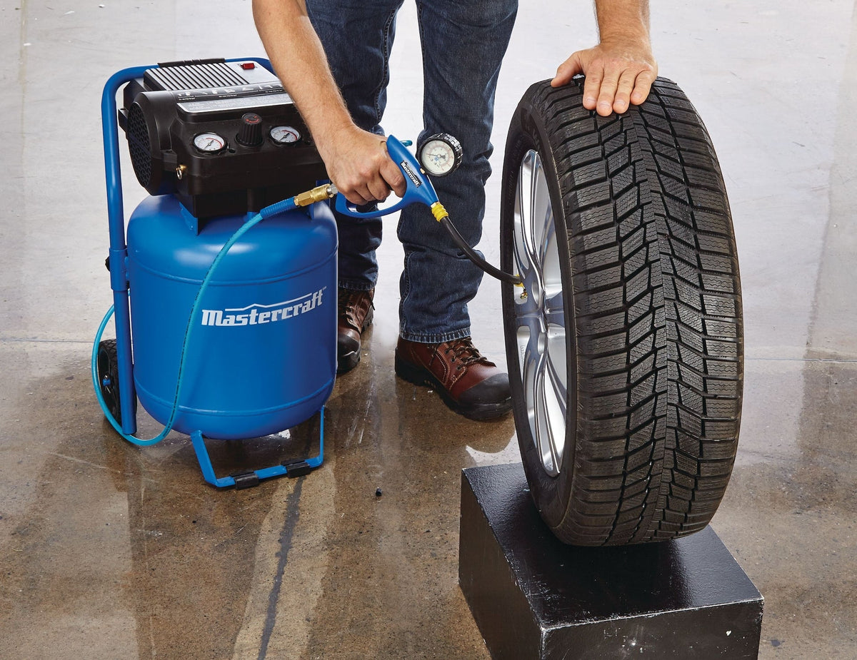 Mastercraft 10-Gallon Oil-Free Portable Vertical/Horizontal Air Compressor, 135 PSI, 1.8 HP