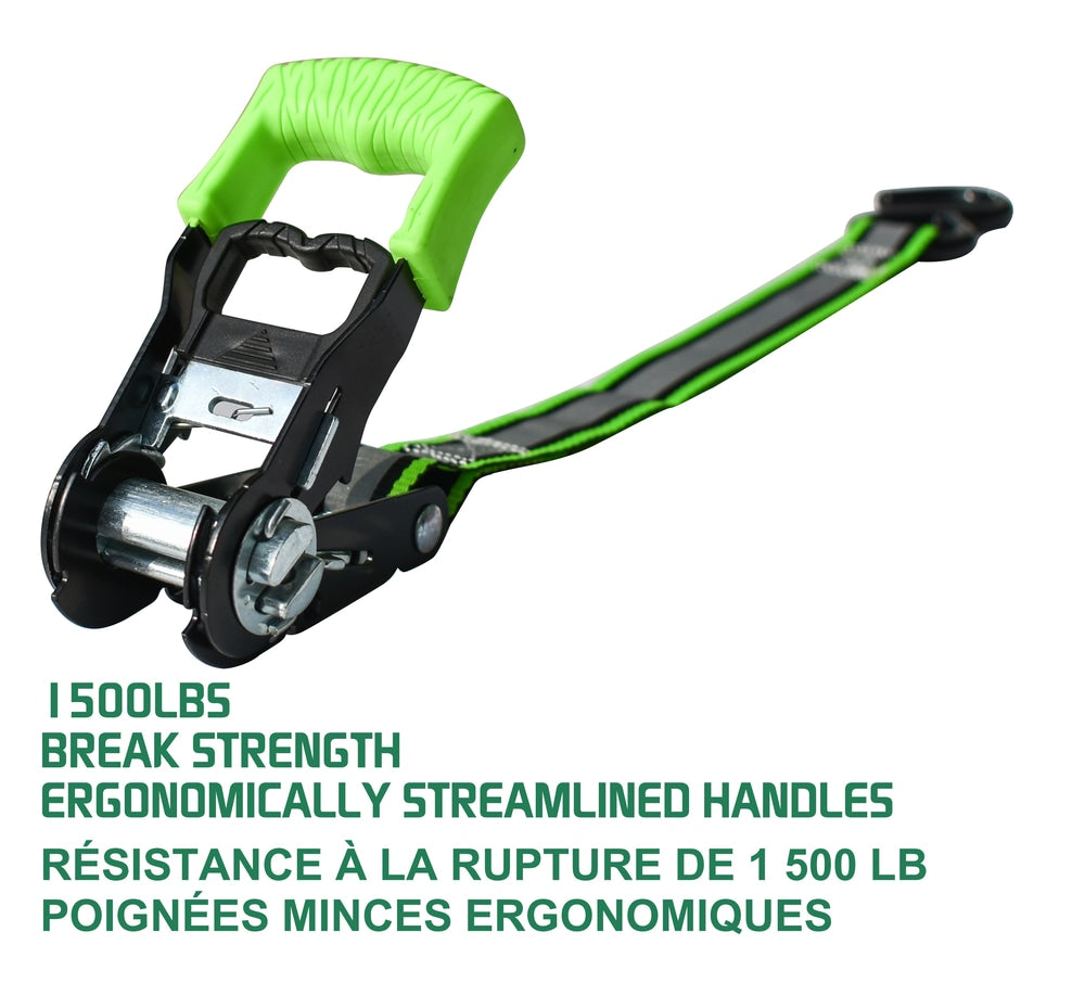 MotoMaster 1,500-lb Reflective Ratchet Tie-Down Strap with Padded D-Handle, 1-in x 12-ft, 2-pk