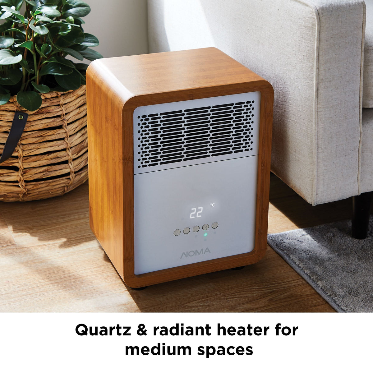 NOMA 3-Setting Cabinet Heater with Child Lock, Quartz and Radiant Heating, Wood Grain Finish