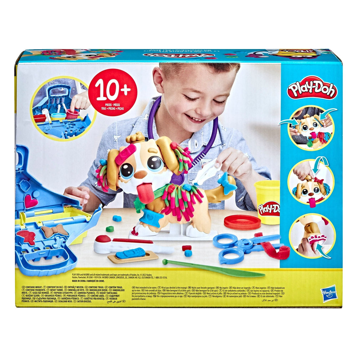 Play-Doh Care N' Carry Vet Playset, With Compound Cans, Non-Toxic, 10 oz, 5-pc, Ages 3+