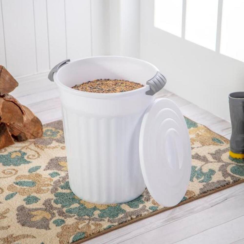 Sterilite Plastic Round Latching Utility Garbage Can, White, 23-L