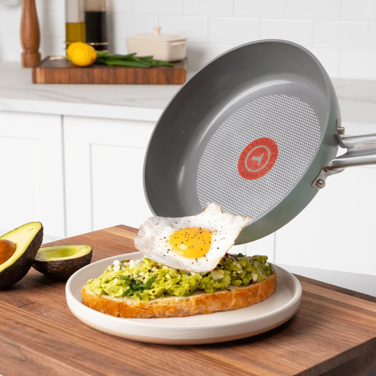T-fal Ceramic Inspire, Non stick Frying Pan, Oven Safe, Thermo-Spot Heat Indicator, 8-in, Mint