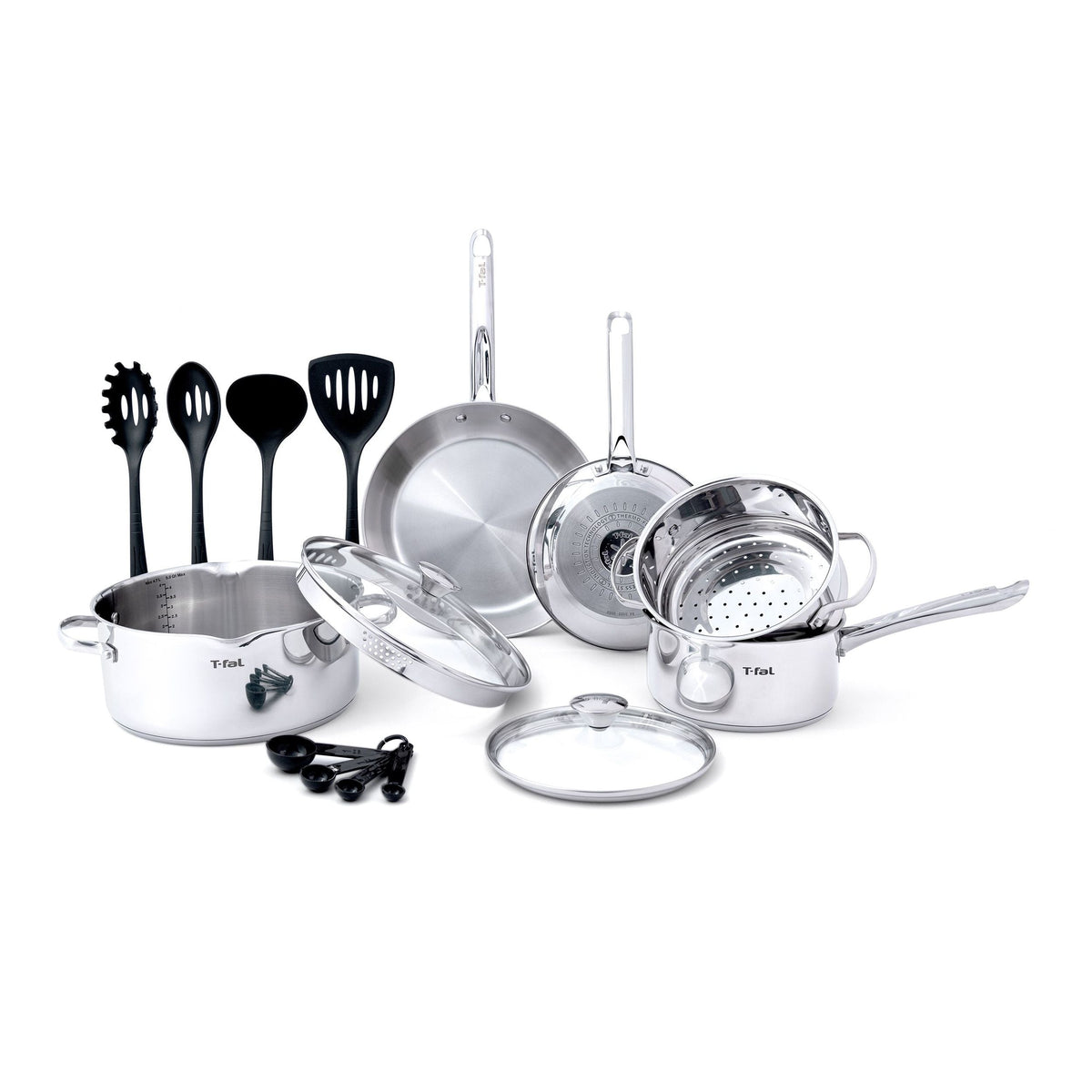 T-Fal Cook and Strain Stainless Steel Cookware Set, 15-pc