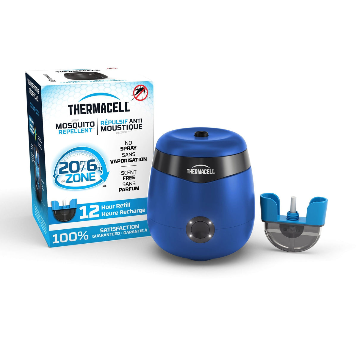 Thermacell E-ZoneGuard Patio Rechargeable Mosquito Repeller with 12-Hr Refill and 5.5-Hr Battery, Royal Blue