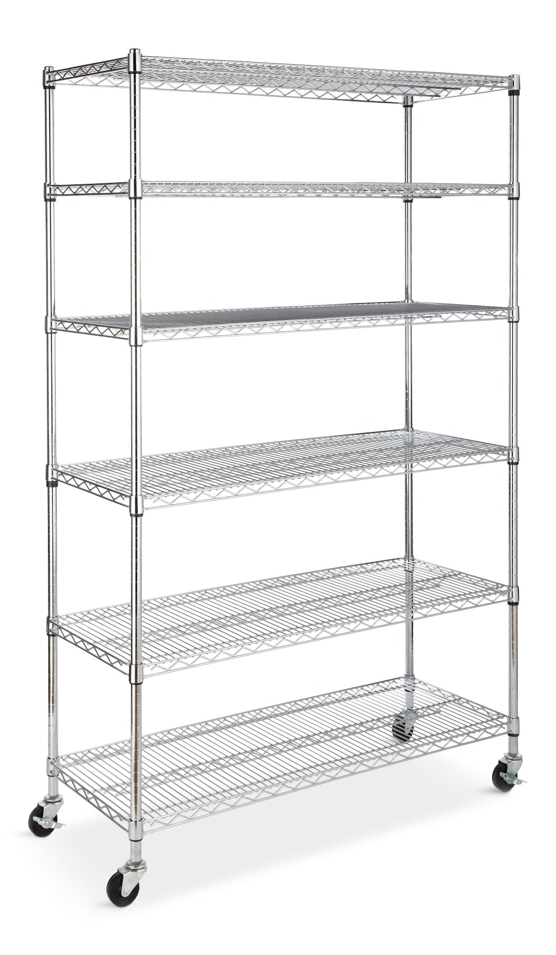 type A Metal 6-Tier Adjustable Wire Shelving Storage Unit with Wheels, Mastercraft Heavy Duty Stackable Storage Box with Lid, 102-L, Black/Blue,...