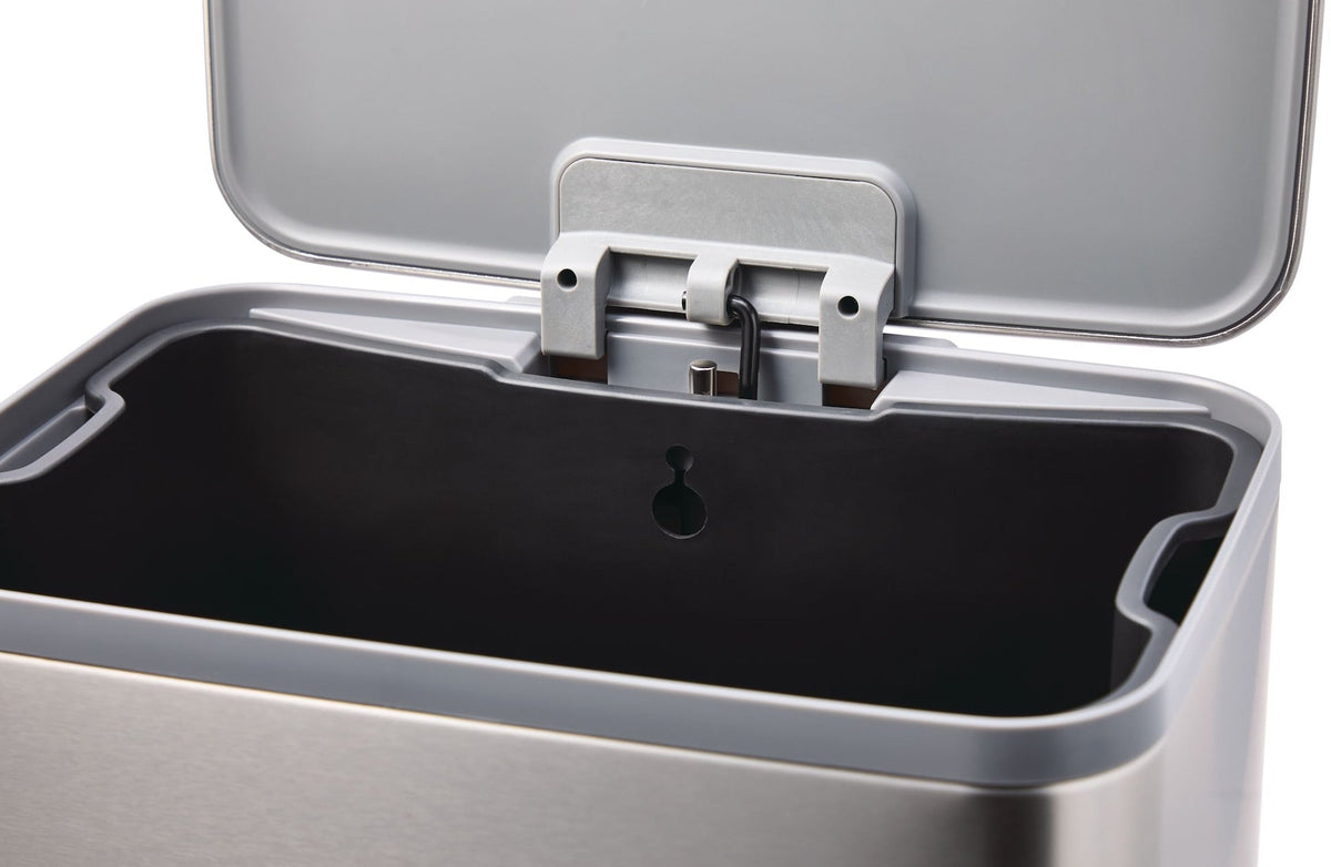 type A Wide Stainless Steel Rectangular Step Garbage Can with Slow Close Lid, 30-L