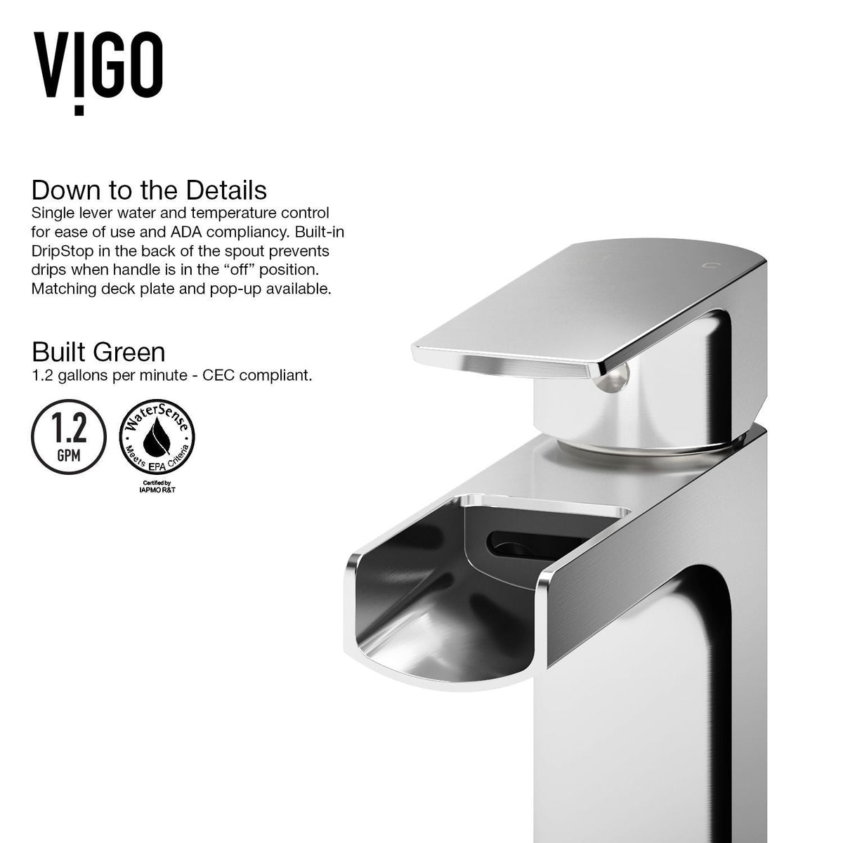 VIGO Amada Single Handle Vessel Single Hole Bathroom Sink Faucet, WaterSense Certified, Chrome