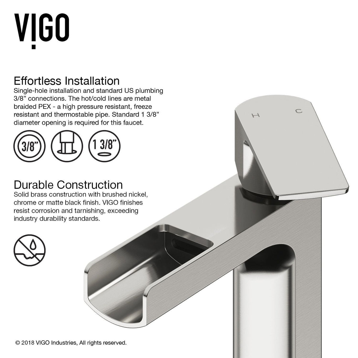 VIGO Amada Single Handle Vessel Single Hole Bathroom Sink Faucet, WaterSense Certified, Chrome