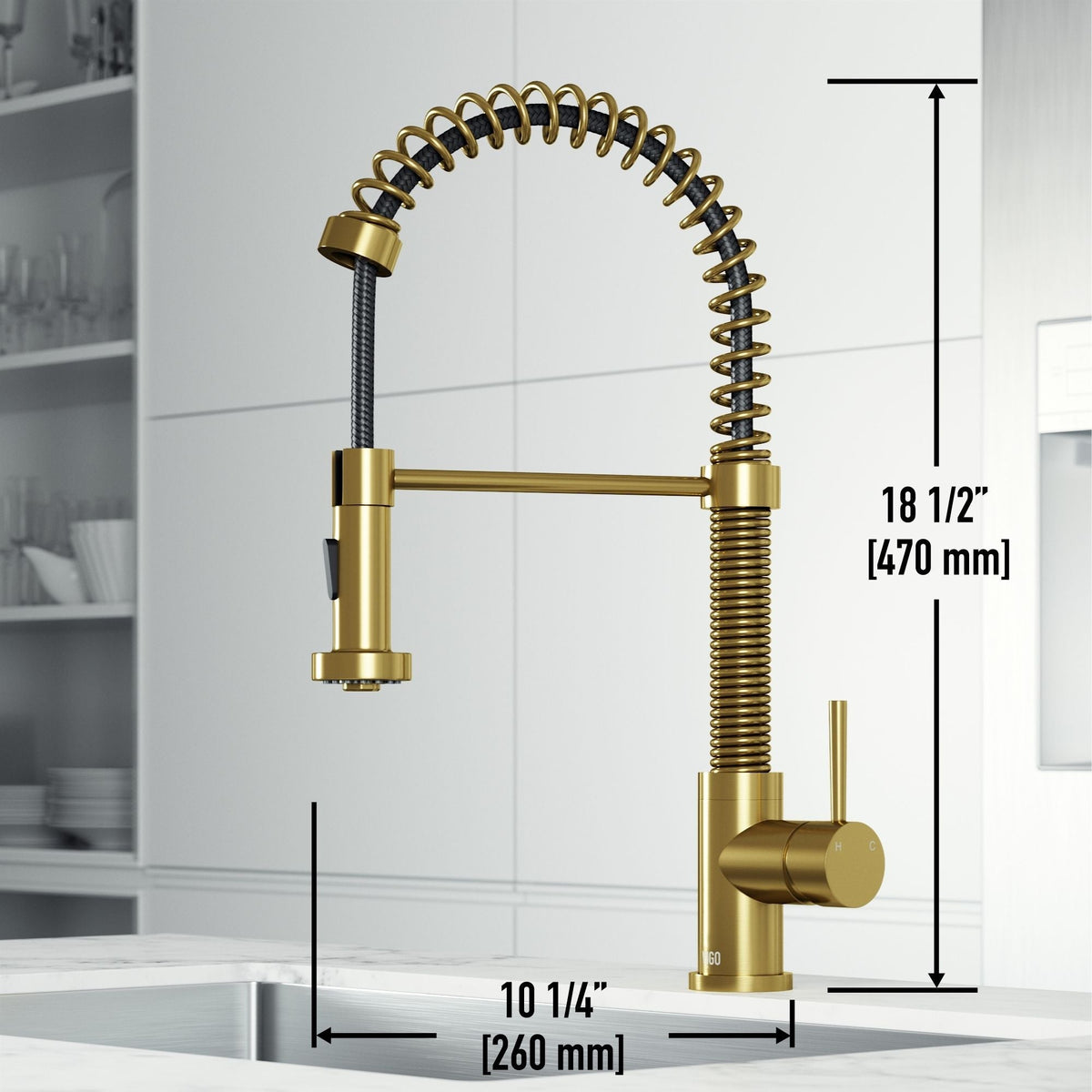 VIGO Edison Single Handle Pull Down Sprayer Kitchen Faucet, Matte Gold
