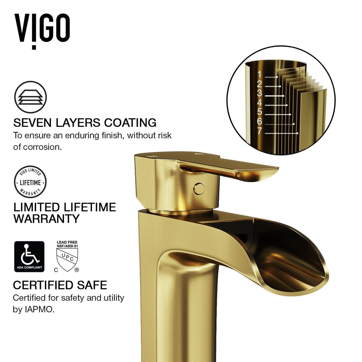 VIGO Glass Grey Onyx Bathroom Sink/Basin Set with Matte Gold Niko Faucet and Rectangular Vessel