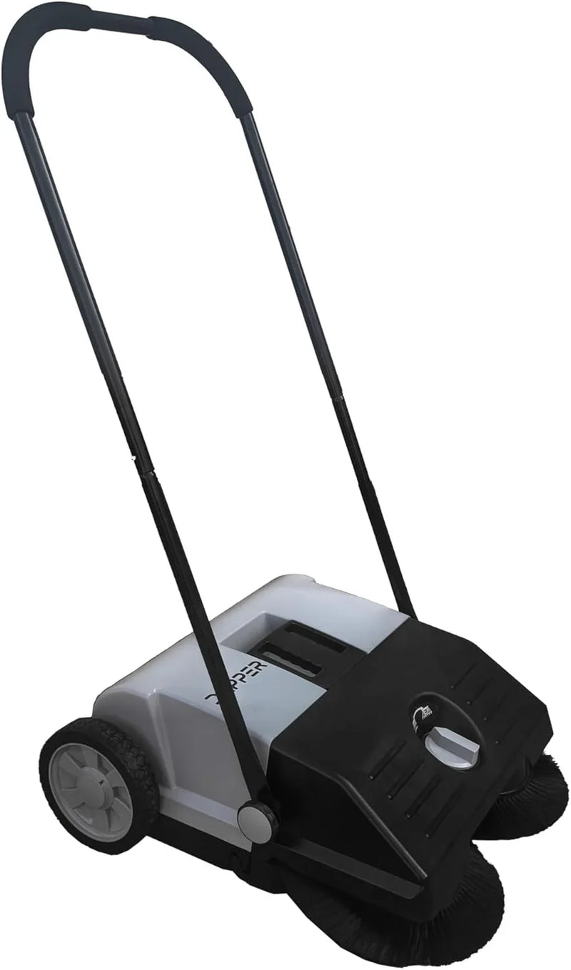 Walk-Behind Outdoor Hand Push Floor Sweeper - 5.25 Gallon Capacity - 25.5" Sweeping Width - Sweeps up to 27,900 ft² / Hour, Grey Y5