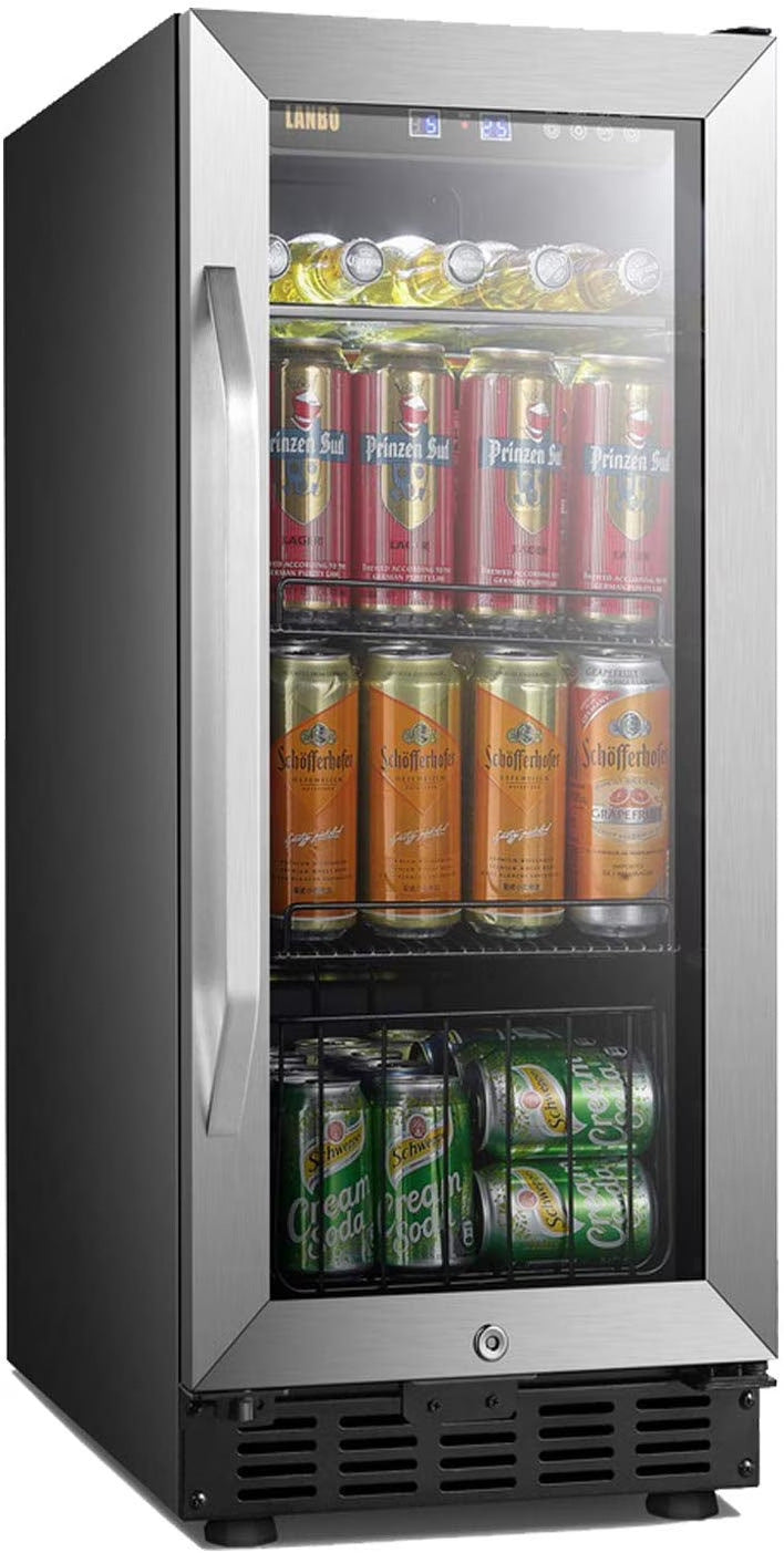 Lanbo 76 Cans Under Counter Compressor Beverage Cooler Refrigerator, 15 inch Width I9