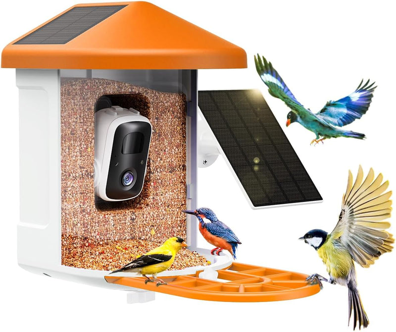 Bird Feeder with Camera with AI Identify Birds Species Solar Panel, Smart Bird House with Cam, 2K Live View, Instant Arrival Alerts W3