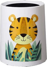 Trash Can No Lid Cute Kitchen Living Room Children's Room Bedroom Office Garbage Can Large Waste Paper Basket Toilet (Color : Tiger)
