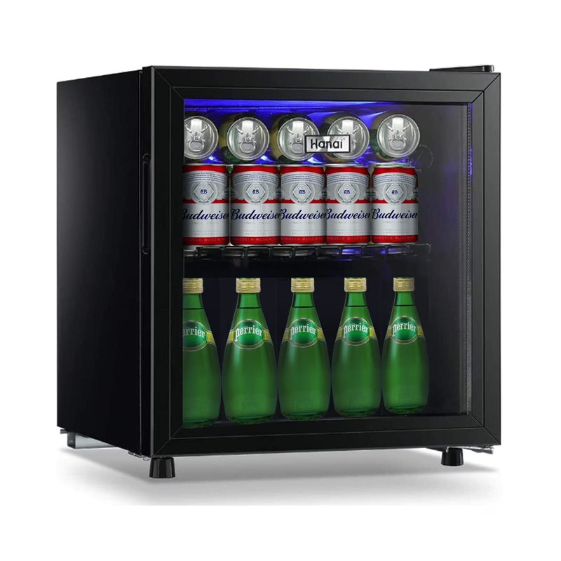 62-Can Beverage Cooler and Refrigerator, Small Mini Fridge for Home, Office or Bar with Glass Door and Adjustable Removable Shelves Perfect for... F0
