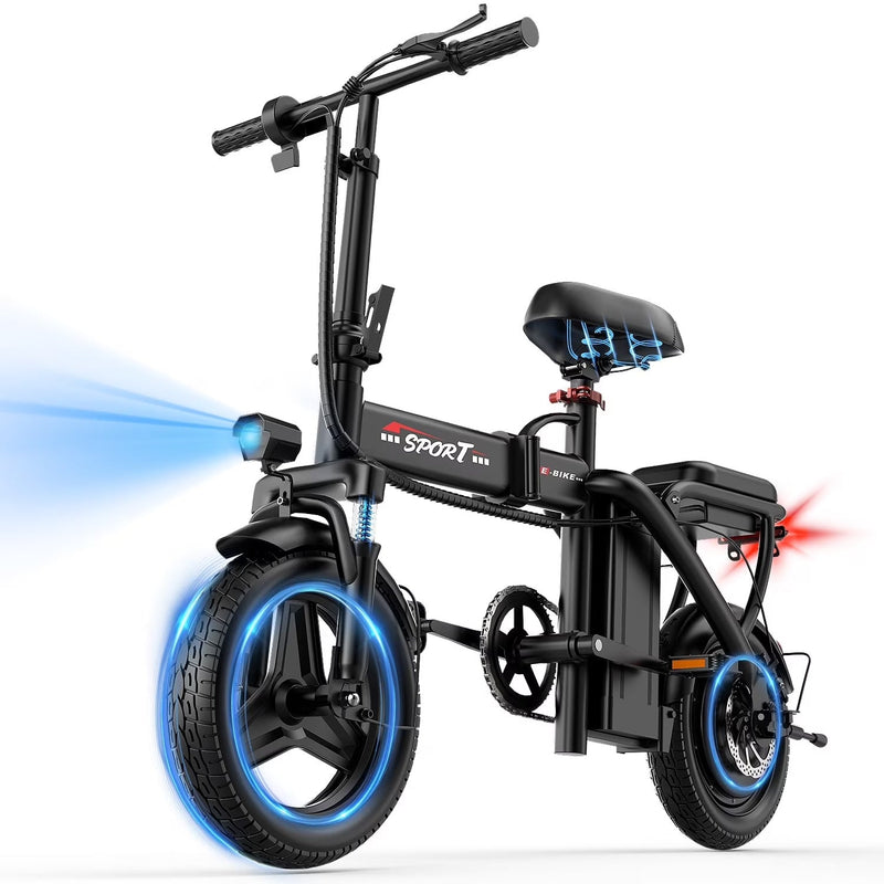 ASKGO Z6 14 in Electric Bike 1200W Motor, 48V/10AH E-Mountain Bike,Folding Electric Bicycle for Adult with Two Seats UL2849,Unisex,Pedal-Assist B5