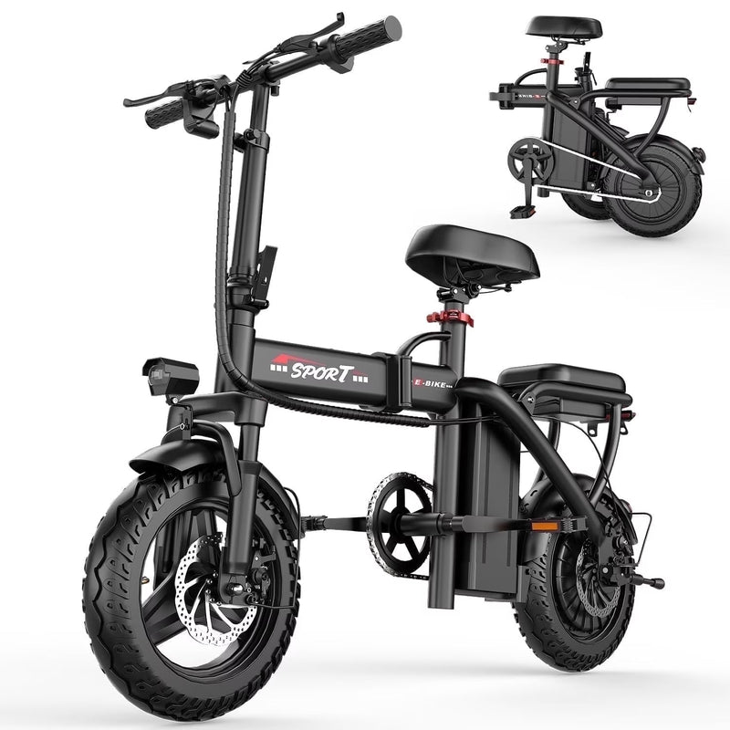 14 in Electric Bike with Dual Front Suspension 500W Folding Ebike, Up to 25Miles 20MPH, 48V Removable Lithium-Battery, 14 in Foldable Commuting... L6