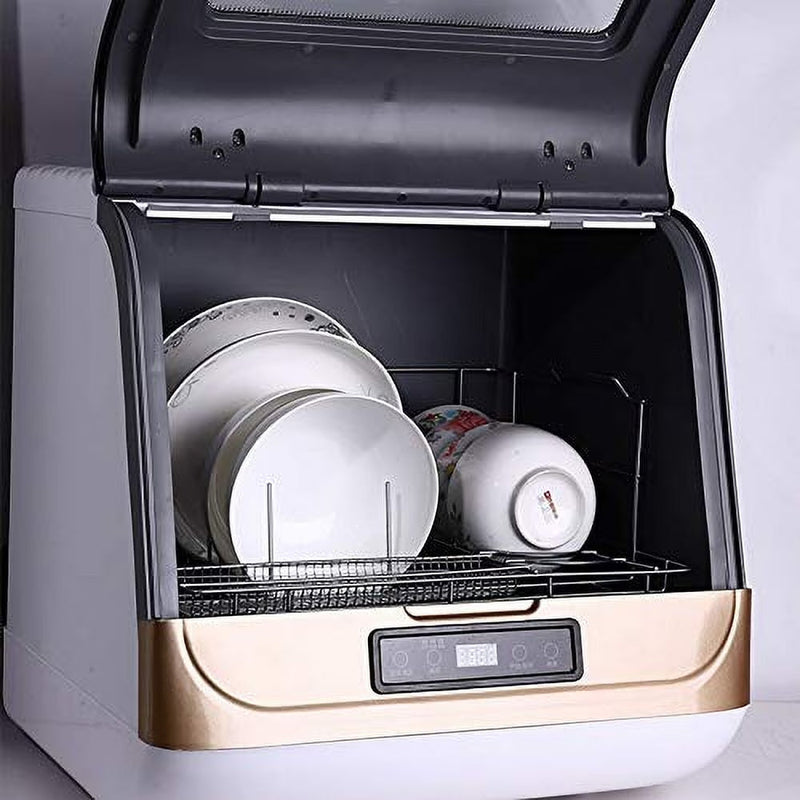 Countertop Dishwasher Kitchen Mini Portable Dish Bowl Washer Tabletop Automatic Dishwasher Deep Cleaning for Home, Apartment, RV (White Black) W1