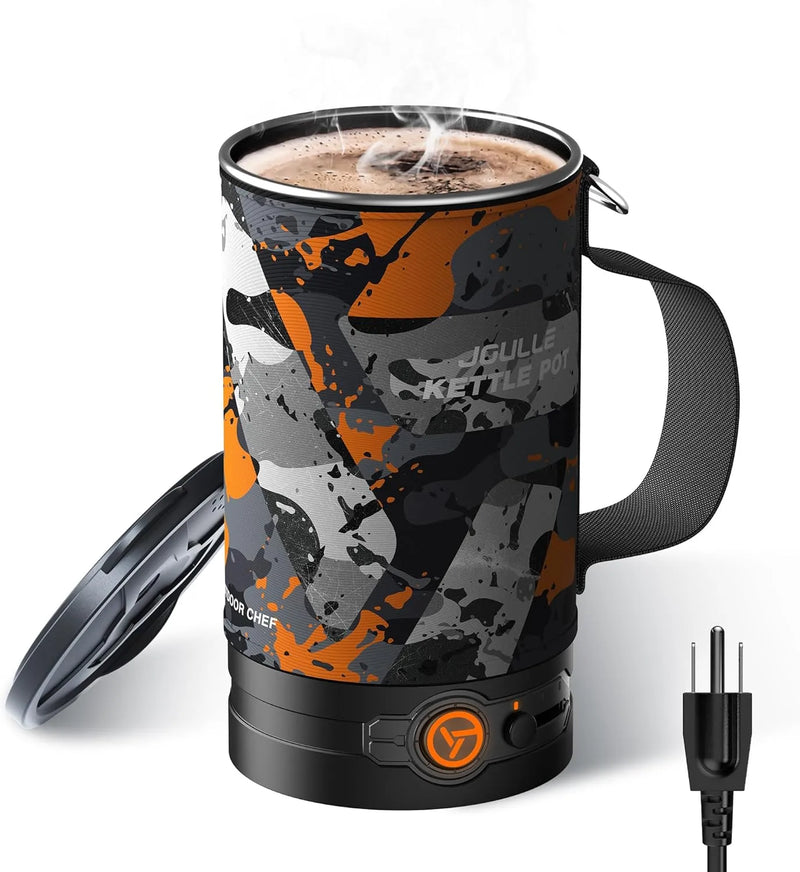 Electric Kettle, Multi-Functional Portable Travel Water Boiler Cooker, 30 oz Electric Kettle for Coffee, Cooking, Popcorn Maker, Camping RV Essentials Q9