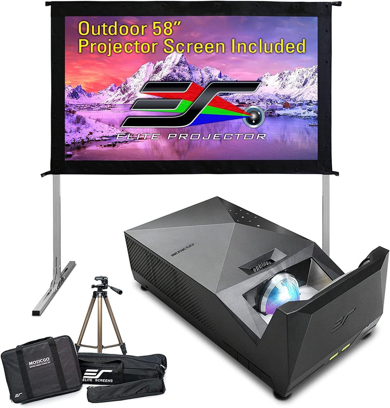 Projector ultra-short focal length portable outdoor family courtyard movie night projector, waterproof projector, 1080p resolution, 1500 lumens, supports Bluetooth and built-in battery, compatible with iOS TV platform M3