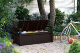 70 Gallon Storage Bench Deck Box for Patio Furniture, Front Porch Decor and Outdoor Seating -- Perfect to Store Garden Tools and Pool Toys, Brown