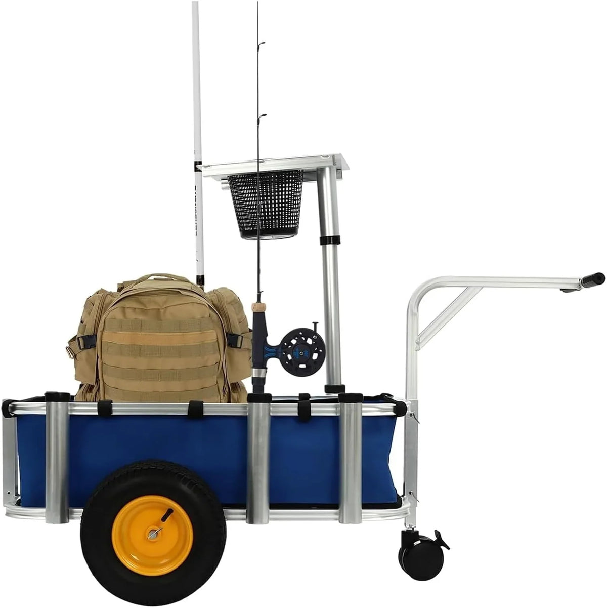 Fishing Cart, Pneumatic Tires, Beach Trailer with Large Cargo Basket, 176lbs Load Capacity, 35.4 * 15.7 * 9.8in Beach Cart Wagon，for Picnic