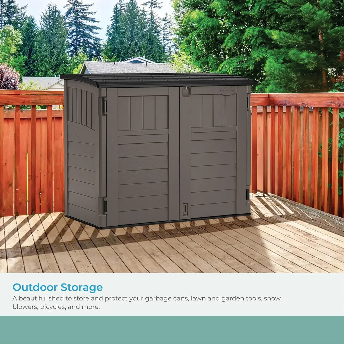 34 Cu. Ft. Horizontal Shed for Outdoor Storage w/Locking System, Stoney/Black