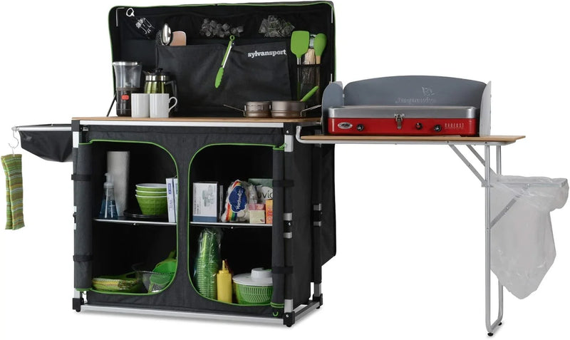 Outdoor camping kitchen system, convenient for cooking, cleaning, preparing camping meals, luxurious camping and essential camping items, large-sized "table magic" series F2