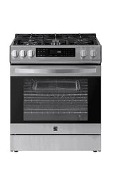 Kenmore 22-76853 5.6 cu. ft. Front-Control 5 Burner True Convection Gas Range with Oven, Large Window, Three Oven Racks, Dishwasher Safe Cast Iron...
