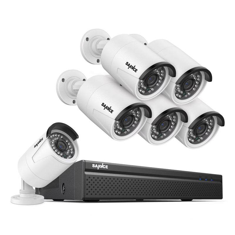 SANNCE 8CH 5MP Poe Home Security Camera System,2MP 8CH Poe NVR, 6pcs 1080P Outdoor Poe Cameras,No Hard Drive Z3