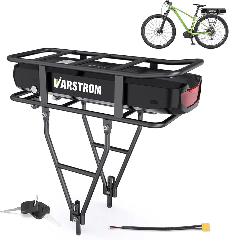 Ebike Battery 48V 17.5AH Lithium ion Rear Rack Battery for BAFANG/Voilamart/PEXMOR/AW 48V200W-1000W Ebike Kit,48V E Bike Batteries with Luggage Rack,Taillight,30A BMS,3A Fast Charger & Safety Lock V4