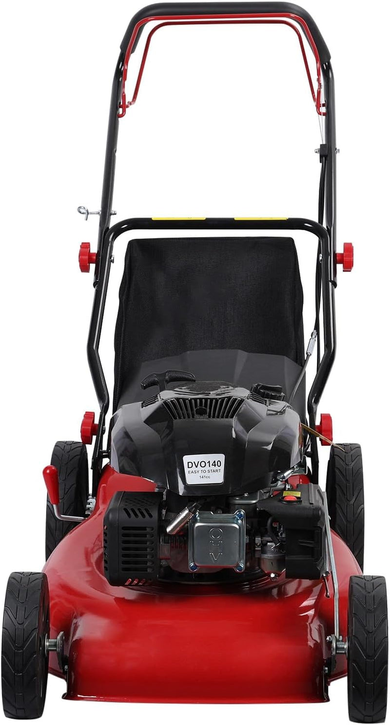 Self-propelled lawn mower, 141cc four-stroke gasoline engine, lawn mower with 20-inch blades, rear-wheel drive, push-type lawn mower, equipped with a 50-liter hay storage tank, rear wheel diameter 10 inches, rotational speed 2850 revolutions per minu J7