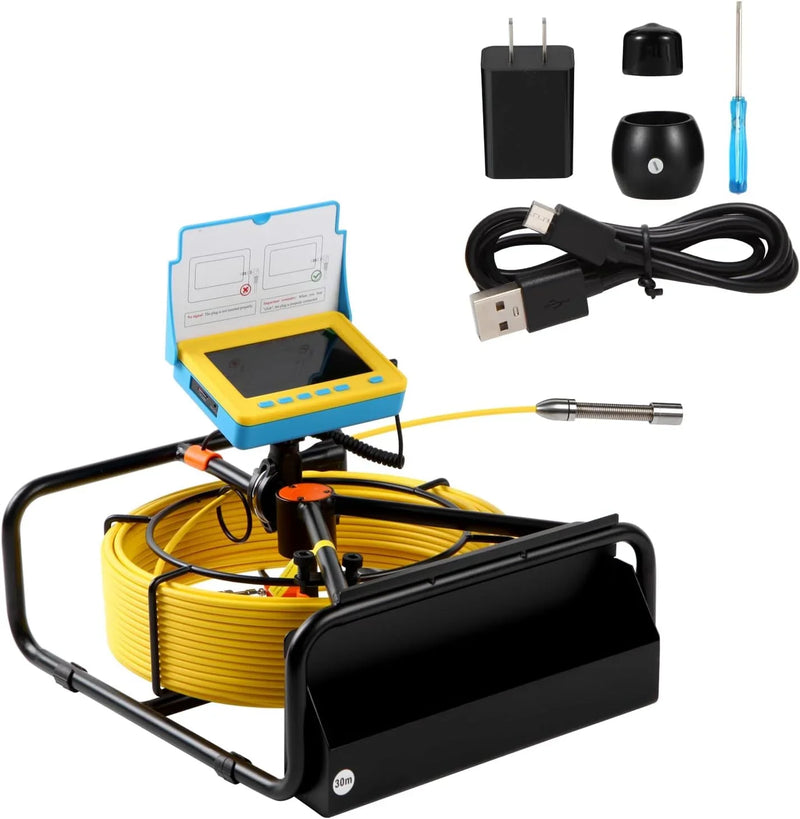 Sewer Camera, 4.3" Pipe Drain Inspection Camera with DVR Function & Snake Cable, Waterproof IP68 Borescope w/LED Lights (131.2ft/40M) J0