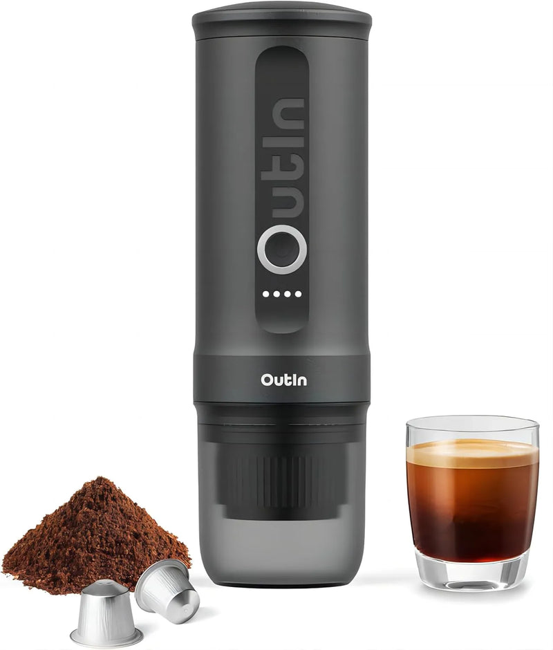 Nano Portable Electric Espresso Machine, Travel Coffee Maker for Camping, Car Coffee Maker Self-Heating with USB-C, With Ground Coffee & NS Capsule for RV, Hiking, Office W6