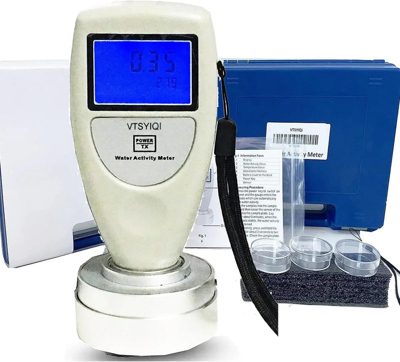 Water Activity Meter Food AW Tester Monitor Water Analyzer for Grain Fruits Vegetables Breads Biscuits Cakes Puffed Food 6 bit Backlight Digital Display E0