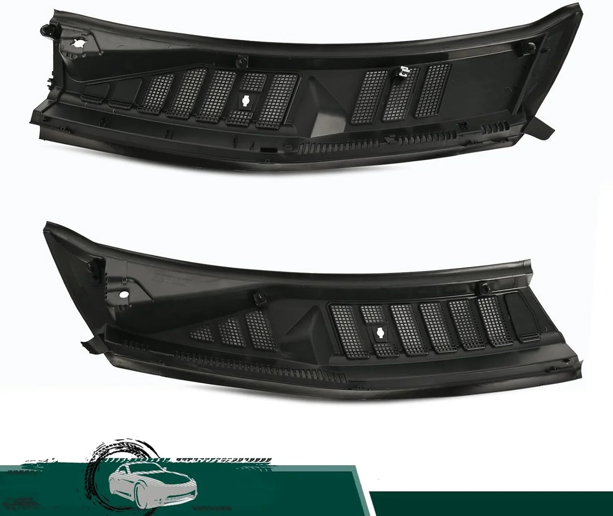 The front windshield wiper cover panel grille is compatible with the 2009 - 2014 models of Ford F150. It features two front insert panels on both the left and right sides.