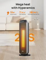 Dreo Space Heater for Inside, Electric Heater for Home with Remote, 24 in 11ft/s Fast Quiet Heating, 3 Modes, Safe Energy Efficient Heaters for...