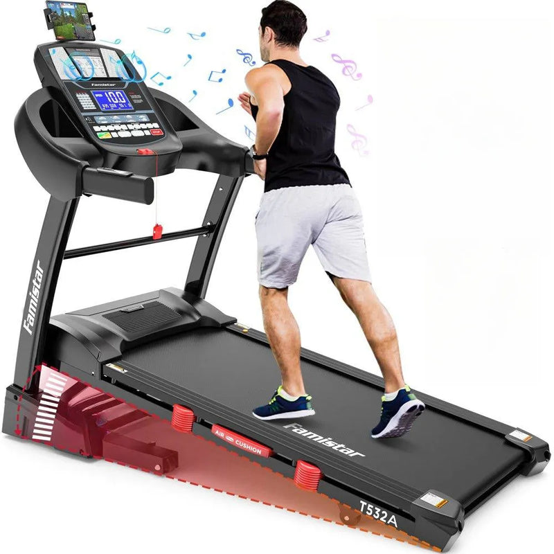 Famistar Folding Treadmill for Home with 15 Levels Auto Incline, 300LB Capcity, 10MPH Fast Speed Controls V6