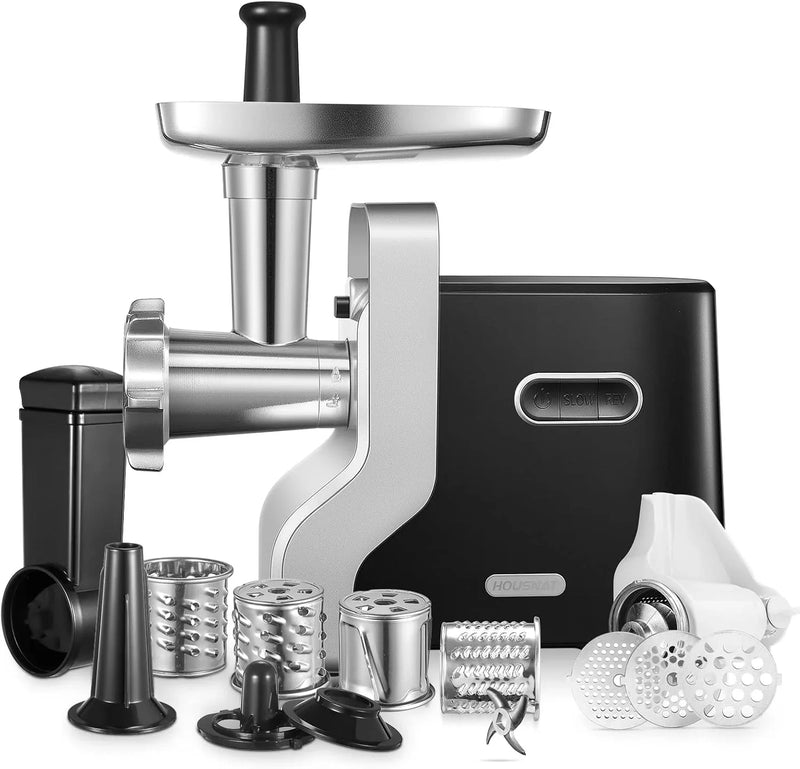 Meat Grinder Heavy Duty, 3000W Max Ultra Powerful, 5 in 1 HOUSNAT Multifunction Electric Meat Grinder, Sausage Stuffer, Slicer/Shredder/Grater, Kubbe & Tomato Juicing Kits, Home Kitchen Use X8