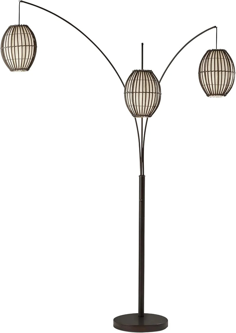 Floor lamp, equipped with three movable lampshades and an adjustable height design - perfect for decorating bedrooms, living rooms and corners, with a bronze color finish. X8