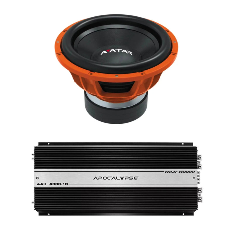 Deaf Bonce Car Audio 15" 2Ohm Avatar Subwoofer STU-1546-D2&Monoblock Amp Package New V3