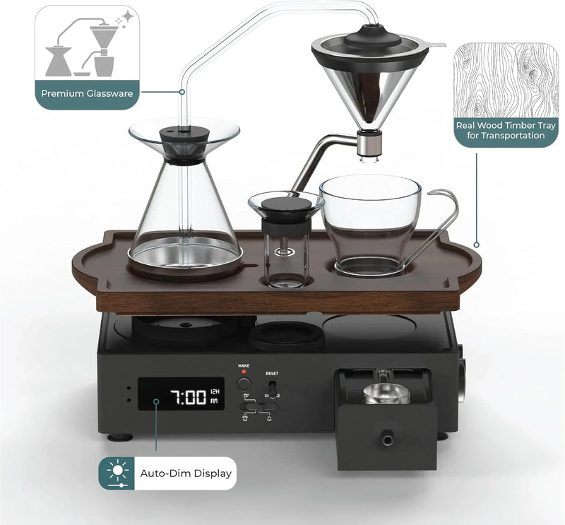 Coffee Alarm Clock Coffee Maker- Black Walnut N5