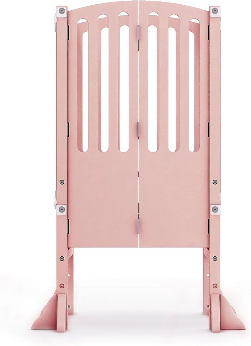 Infant Tower Stool - Modern Style - White: A foldable and height-adjustable Montessori wooden learning furniture with a fixed device P6